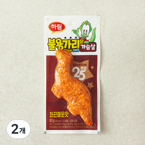 하림 용가리 닭가슴살 화끈매운맛, 80g, 2개, 1개입