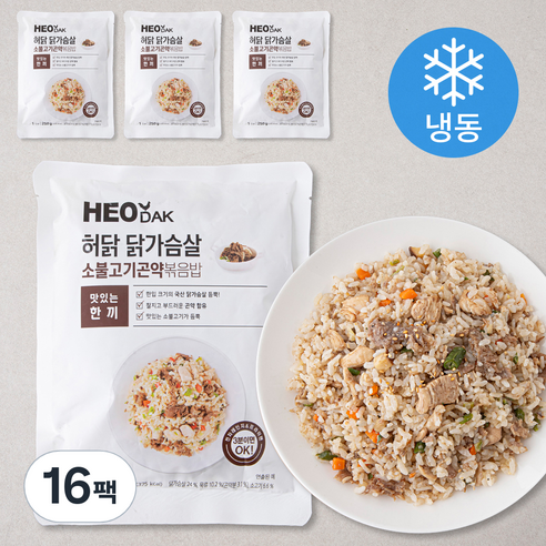 허닭 닭가슴살 소불고기 곤약 볶음밥 1인분 (냉동), 250g, 16팩