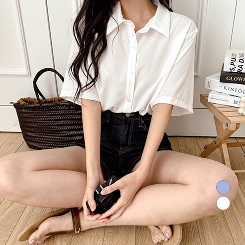 에비뉴비 여성용 링클 프리 반팔 기본 셔츠
