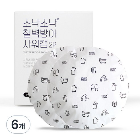 소낙소낙 철벽방어 샤워캡 26 x 26 x 0.5 cm, 화이트, 6개