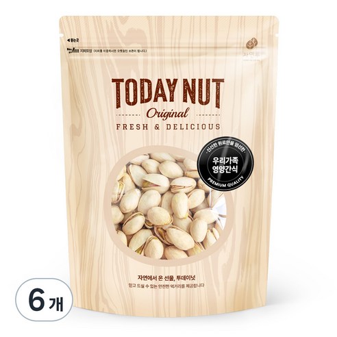 투데이넛 구운피스타치오, 250g, 6개