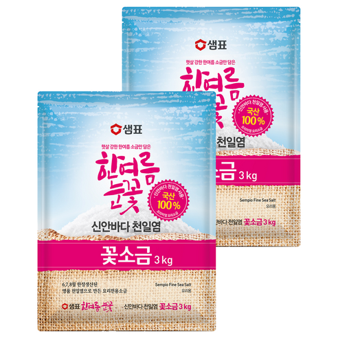 샘표 한여름눈꽃 꽃소금, 3kg, 2개