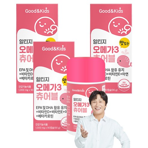 굿앤키즈 맛있는 오메가3 츄어블, 90정, 3개