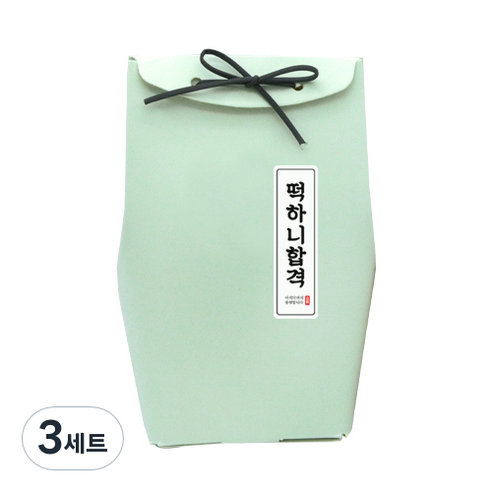 도나앤데코 끌레르 선물백 중사이즈 10p + 끈 10p 민트 + 떡하니합격 2 x 7 cm 라운드사각 세로형 스티커 10p, 혼합 색상, 3세트