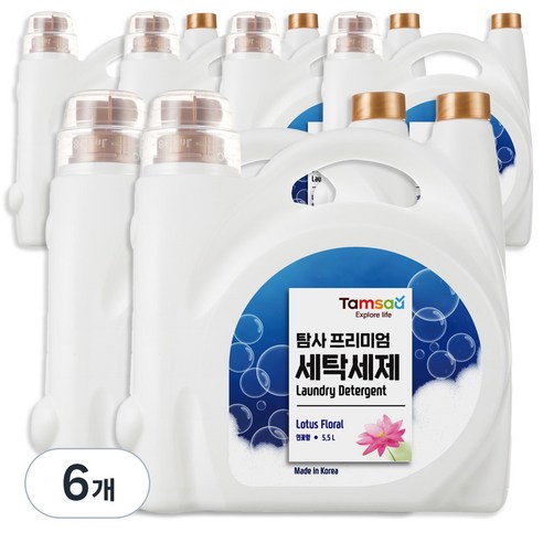 탐사 프리미엄 온가족 액체 세탁세제, 5.5L, 6개