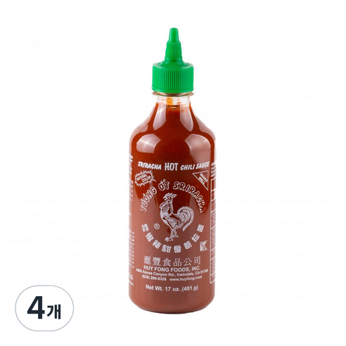 허이펑 닭표 스리라차 핫 칠리 소스, 481g, 4개