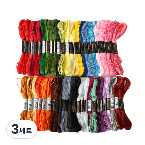 모핸 십자수실 50색 세트, 혼합 색상, 3세트