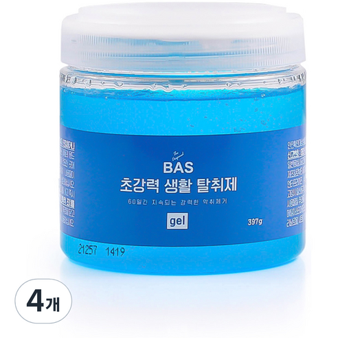 BAS 초강력 생활 실내 탈취제 겔, 397g, 4개
