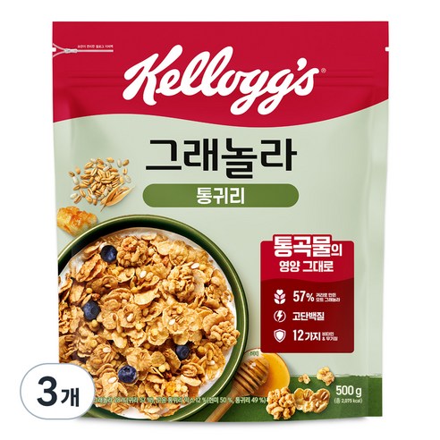 켈로그 통귀리 그래놀라, 500g, 3개