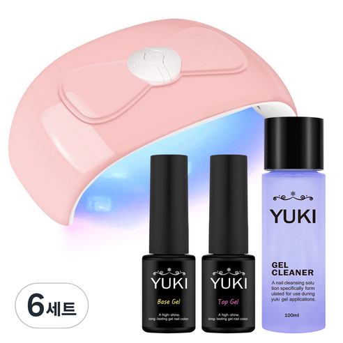 유키 핑크리본 셀프 홈네일 세트, 54W핑크리본램프 + 탑젤 5g + 베이스젤 5g + 젤클리너 100ml, 6세트