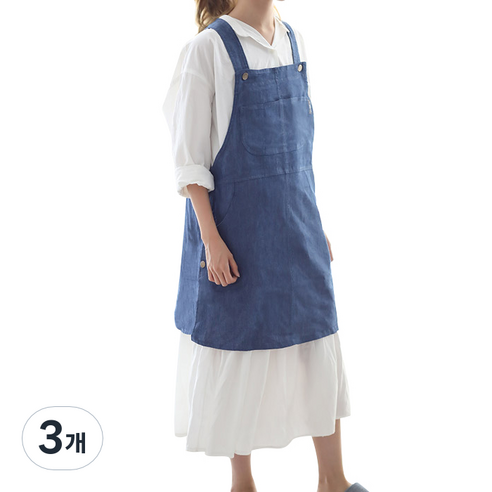 바이데코 헤지 순면 워싱 원피스 앞치마, 중청, 3개