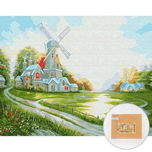 아트조이 DIY 명화그리기 가로형 50 x 40cm, 풍차가 있는 언덕