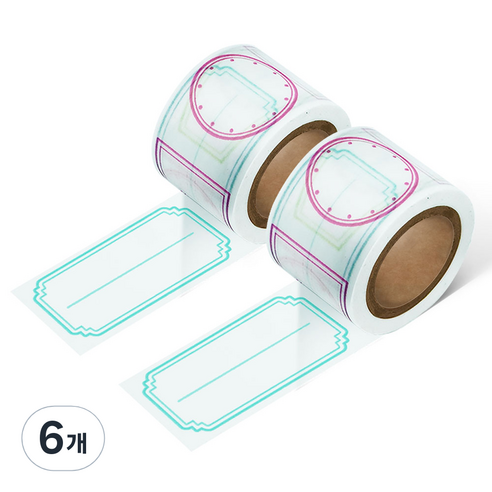 리훈 다정한마테 라벨 마스킹테이프 30mm, 파스텔라벨, 6개