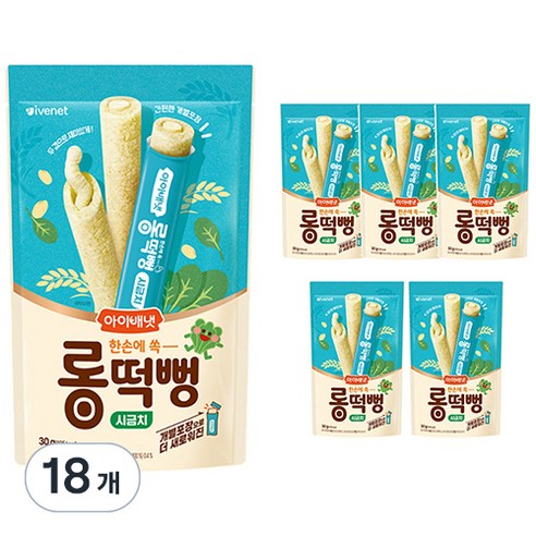 아이배냇 유아용 롱떡뻥 시금치 30g, 18개, 시금치맛
