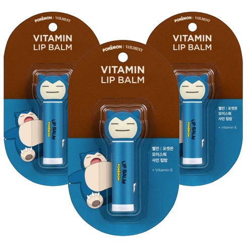 벨먼 포켓몬 모이스춰 샤인 립밤, 잠만보, 4.5g, 3개