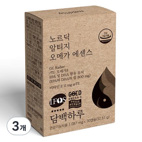 담백하루 노르딕 알티지 오메가 에센스 32.61g, 30정, 3개