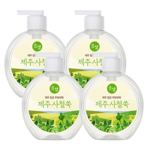 순샘 제주 사철쑥 항균 주방세제 용기, 500ml, 4개