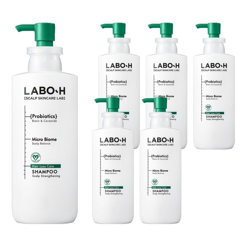 [비건라이프] 라보에이치 두피강화 클리닉 탈모증상완화 약산성 샴푸, 400ml, 6개