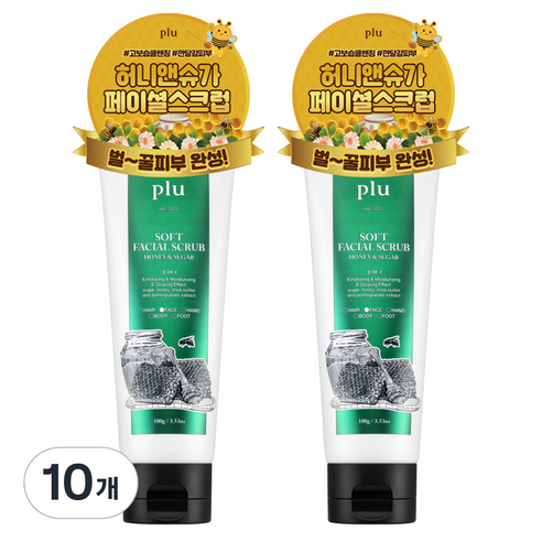 플루 소프트 페이셜 스크럽 허니 앤 슈가, 100g, 10개