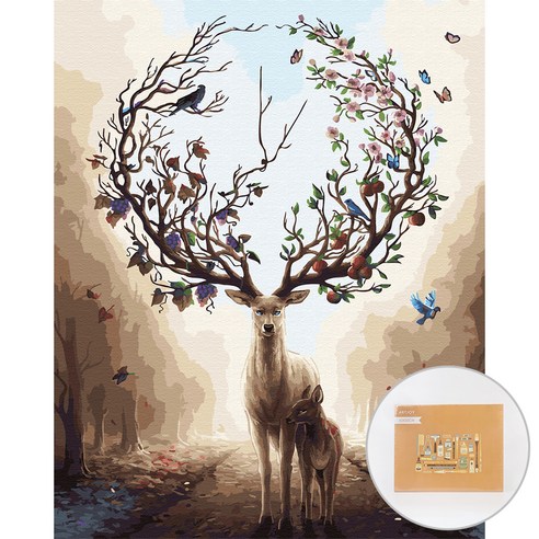 아트조이 DIY 명화 그리기 세트 40 x 50 cm 세로형, 꿈에서 본 꽃사슴, 1개