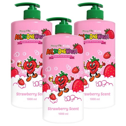 퍼니피아 키즈 올인원 워시 스트로베리, 1000ml, 3개