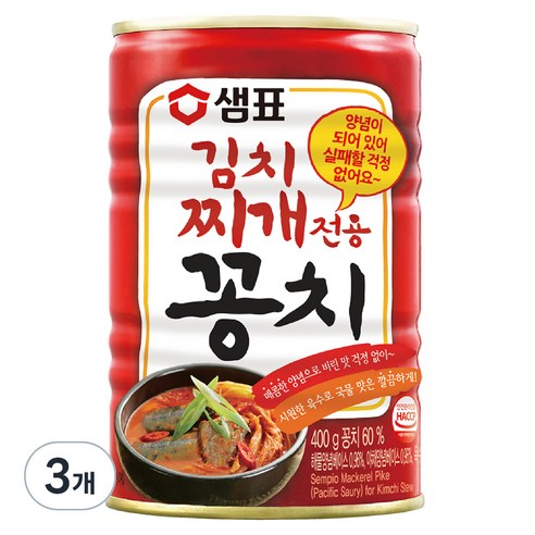 샘표 김치찌개용 꽁치 통조림, 400g, 3개