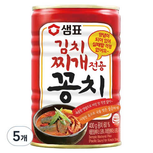 샘표 김치찌개용 꽁치 통조림, 400g, 5개