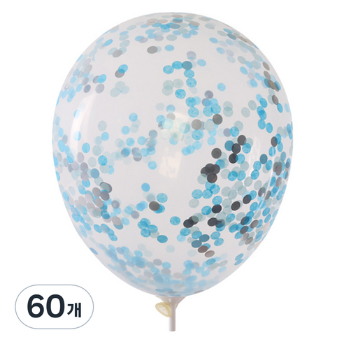 컨페티풍선 30cm, 원형 블루실버, 60개