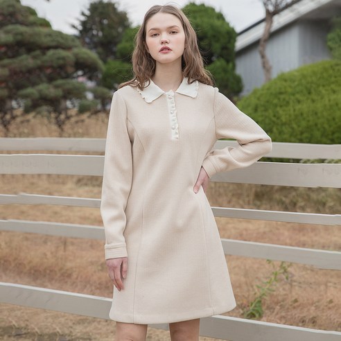 FRILL KNIT COLLAR DRESS