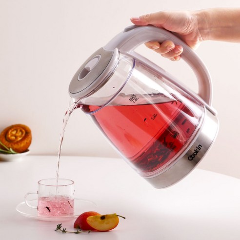 안전하고 실용적인 쿠킨 이중유리 전기포트로 주방의 품격을 높여보세요!