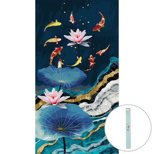 아트조이 DIY 명화그리기 조립형 60 x 120 cm, 잉어와 연꽃 연못