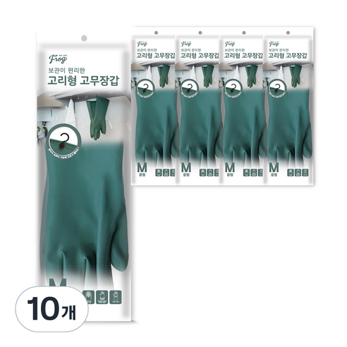 프로그 고리형 고무장갑 중형, 마운튼 그레이, 중(M), 10개