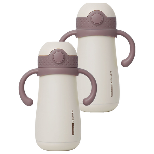 마더케이 허그 보온보냉 빨대컵 350ml, 2개, 플럼