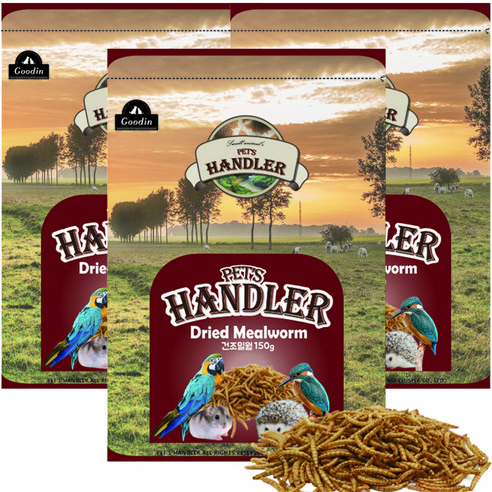 펫츠핸들러 건조밀웜 고슴도치사료 리필, 150g, 3개