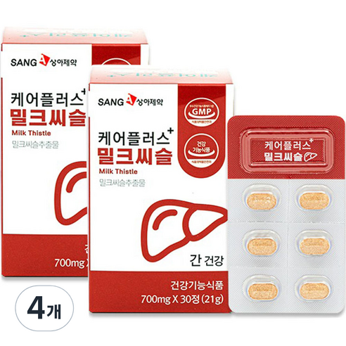 상아제약 케어플러스 밀크씨슬 21g, 30정, 4개