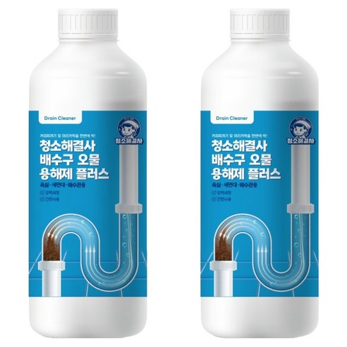 청소해결사 배수구 오물 용해제 플러스, 1L, 2개
