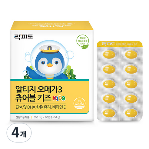 락피도 알티지 오메가3 츄어블 키즈, 90정, 4개