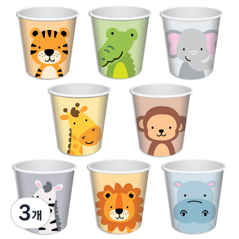 코멧 동물 종이컵 190ml, 3개, 200개입