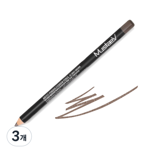 머스테브 에어리핏 파우더 아이브로우 펜슬 1.4g, 02호 그레이브라운, 3개