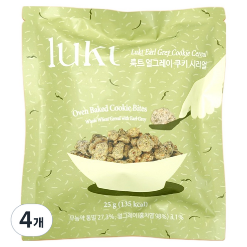 LUKT 얼그레이 쿠키 시리얼, 25g, 4개