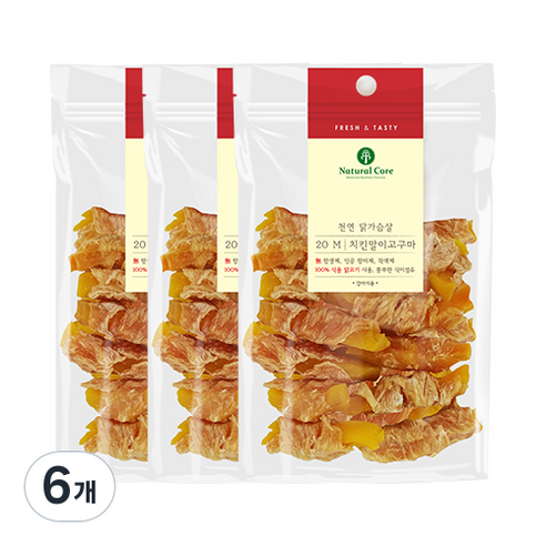 네츄럴코어 강아지 치킨말이 고구마 간식, 치킨&고구마, 110g, 6개