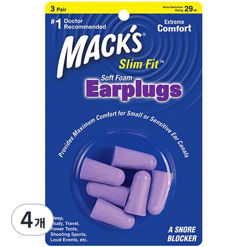 Macks 슬림핏 소프트폼 수면 귀마개, 24개입