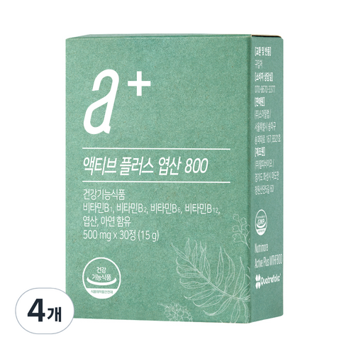 뉴트리모어 액티브 플러스 엽산 800 15g, 30정, 4개