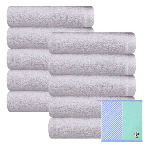 송월타월 블랙라벨 타올 180g 40수 코마사 10p + 송월 캐릭터 고리수건 랜덤발송, 연회색, 1세트