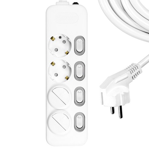 써지오 스위치 개별 멀티탭 4구 DH-1648-MT + 안전커버 2개, 4.5m, 1개