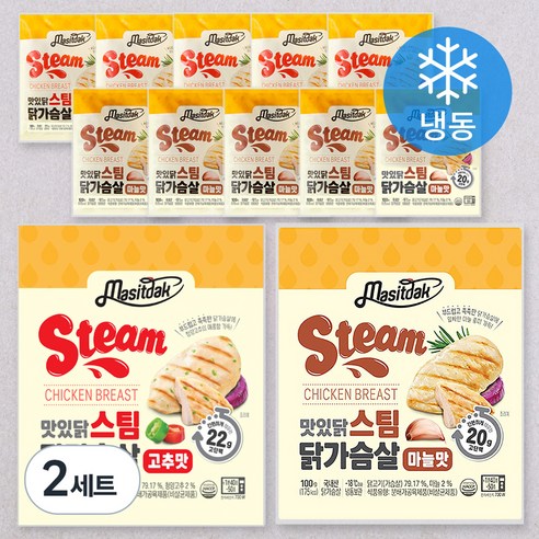 맛있닭 닭가슴살 스팀 100g x 2종 x 6팩 세트 (냉동), 1.2kg, 2세트