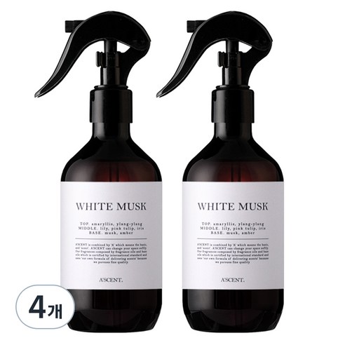 에이센트 드레스 퍼퓸 탈취제 22 화이트머스크, 4개, 250ml