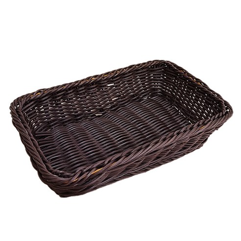 댓츠댓 등나무 라탄 디스플레이 직사각 트레이, 30 x 20 x 7 cm, 다크브라운, 1개
