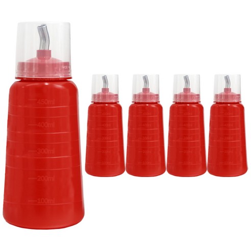 일상속반짝 국내생산 뚜껑 위생 초장 용기 레드, 450ml, 5개
