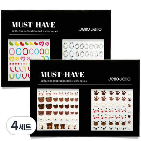 젤로젤로 머스트해브 젤네일 스티커 2종 세트, JNC-03, 4세트